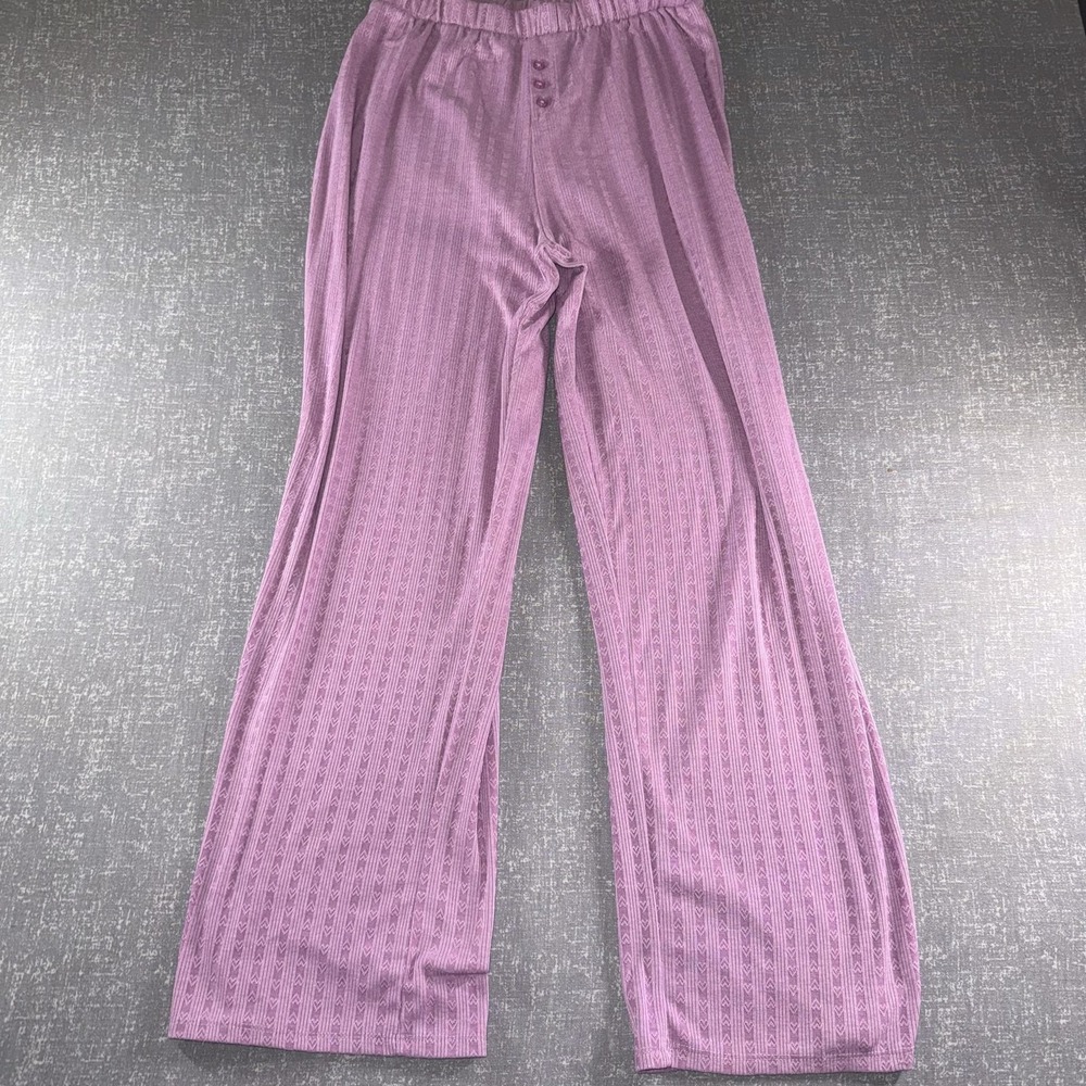 Jessica Simpson Pajama Pants Womens Medium Purple Heart Stripe Jersey Lounge